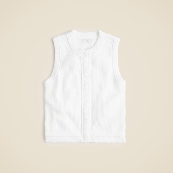 NWT!! J. CREW Cropped Button-Up Sweater Shell Solid White Nautical Knit Small - Picture 1 of 12